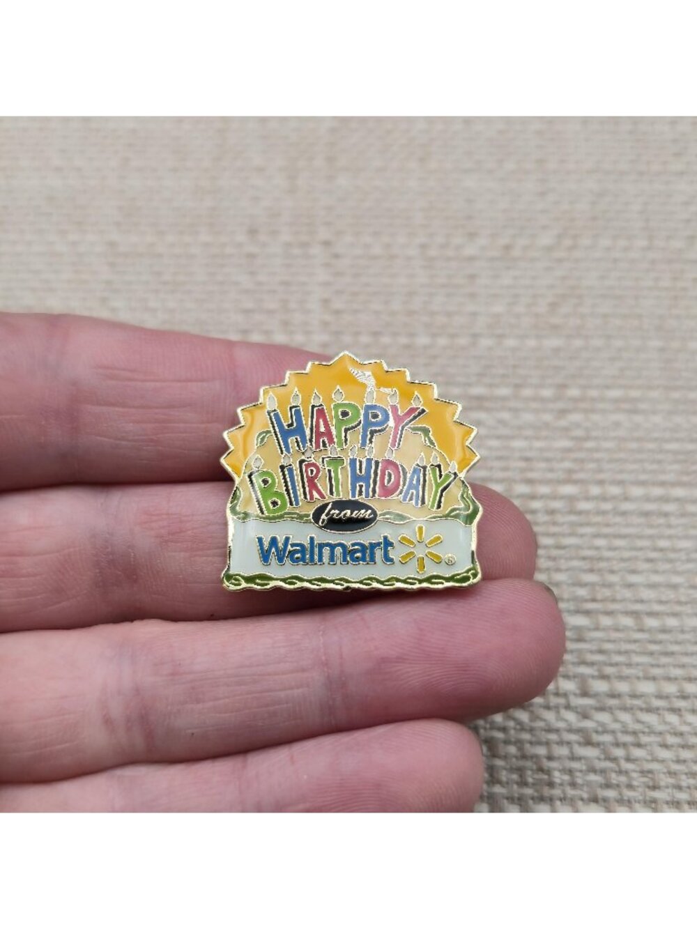Vintage Happy Birthday From Walmart Associate Employee Enamel Lapel Pin A8670